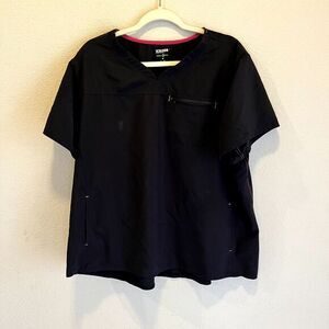 SCRUBSTAR Black Thica Fab V Neck Scrub Top Premium Scrub Wear Size 2XL